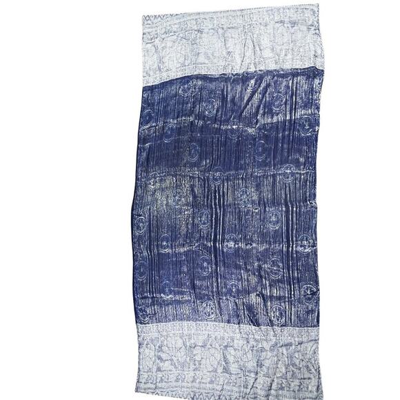 Silvery Navy and Light Blue Scarf with Silver Threading 57X19 - Picture 10 of 14